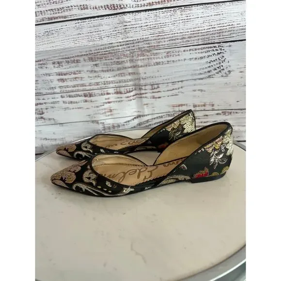 Sam Edelman Rodney D'Orsay Flats Black Brocade Size 6 1/2 - Picture 2 of 10